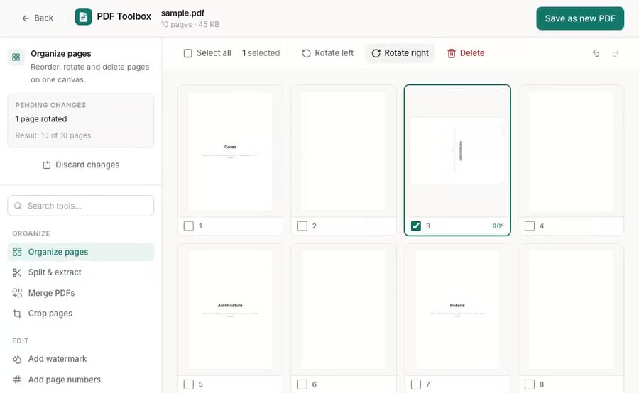 Screen recording of PDF ToolBox in use