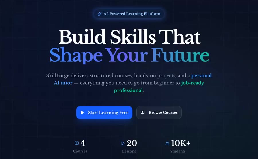 Screen recording of SkillForge in use